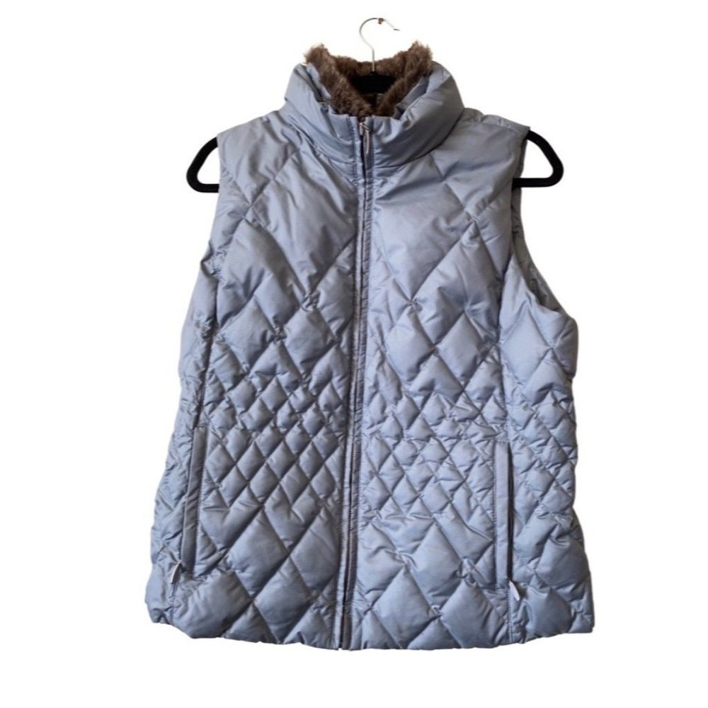 Eddie Bauer Womens Sleeveless Full Zip Premium Goose Down Quilted Vest Large
